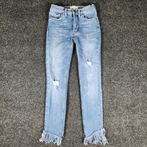 Free People Women's Size 24 Great Heights Frayed Hem Jeans Distressed Light Wash